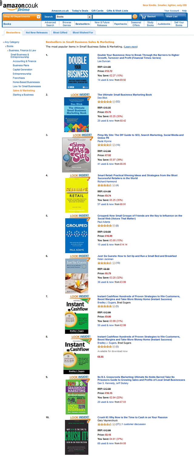 Double Your Business Book at #1 in Amazon.co.uk